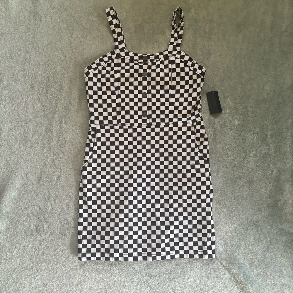 Checkered Black and White Women's Dress
